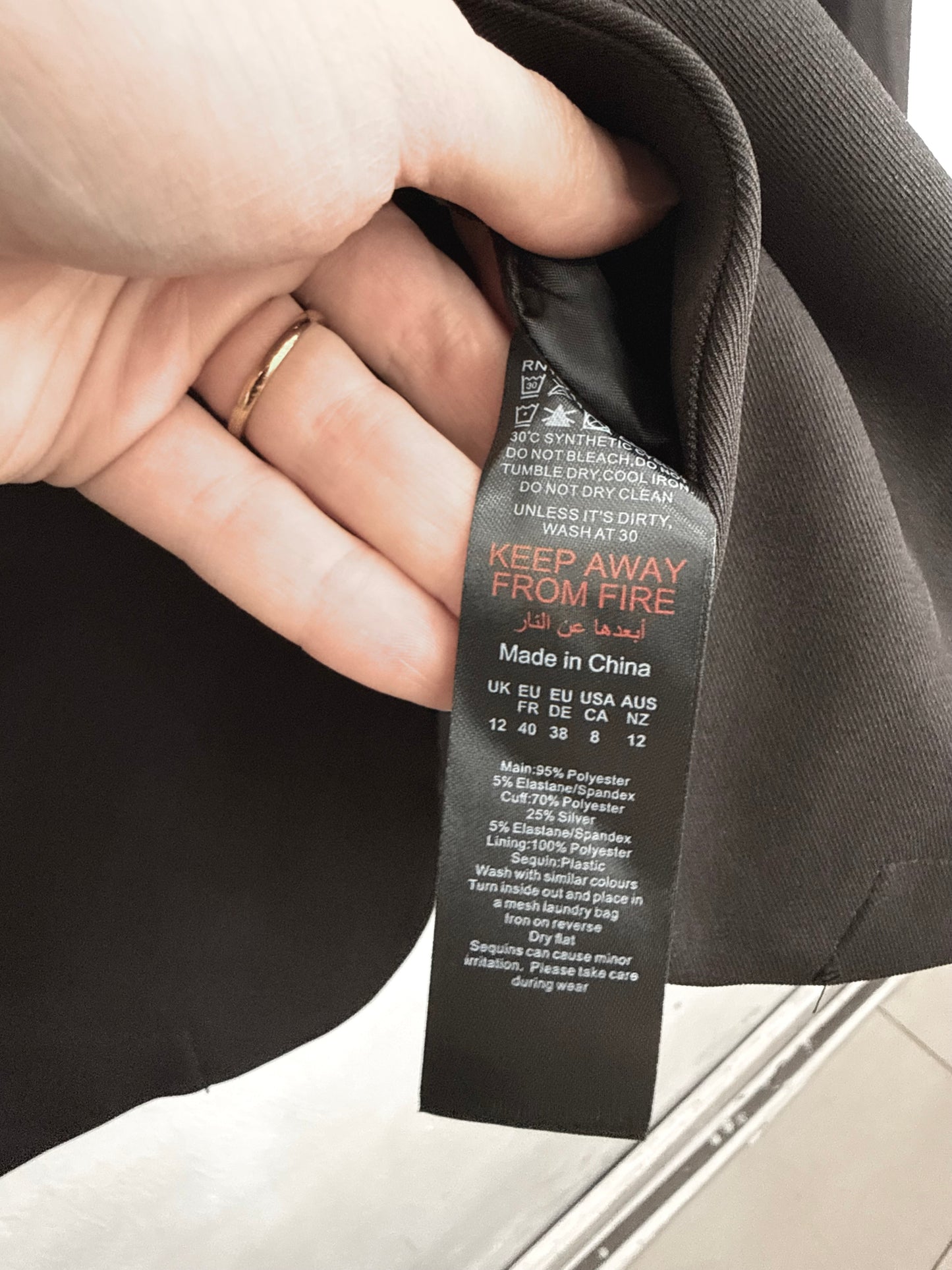 Blazer Pretty Little Thing Negro Manga Brillo Azul Mujer Talla 12 (M)