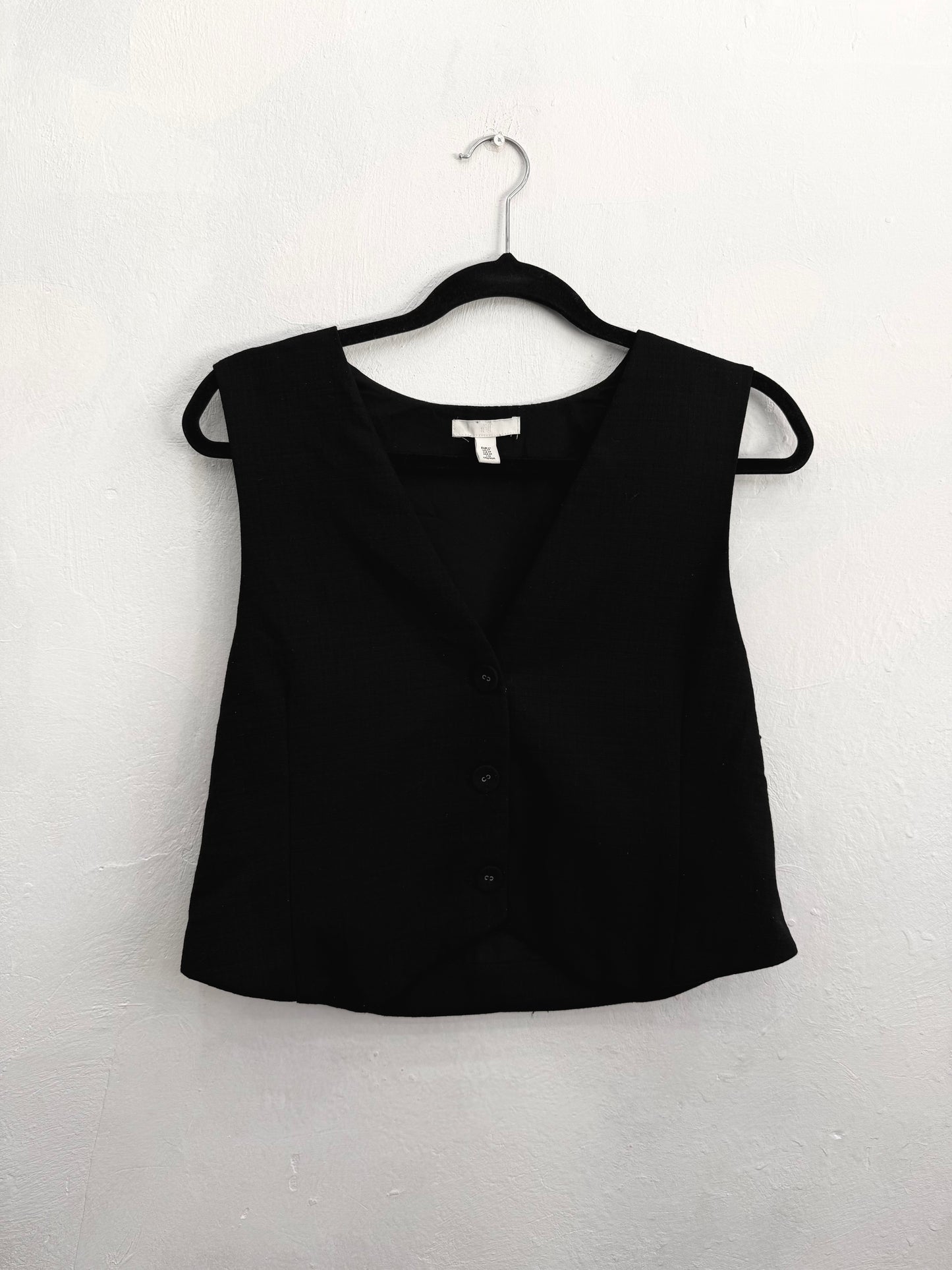 Blazer Sin Mangas Gilet Corto H&M Mujer Negro Talla M