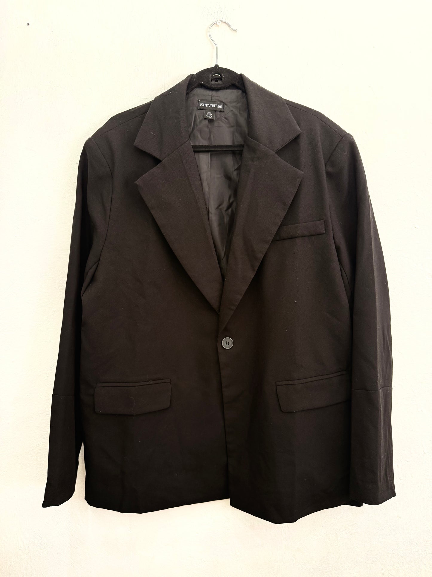 Blazer Pretty Little Thing Negro Oversized Mujer Talla 8 (S)
