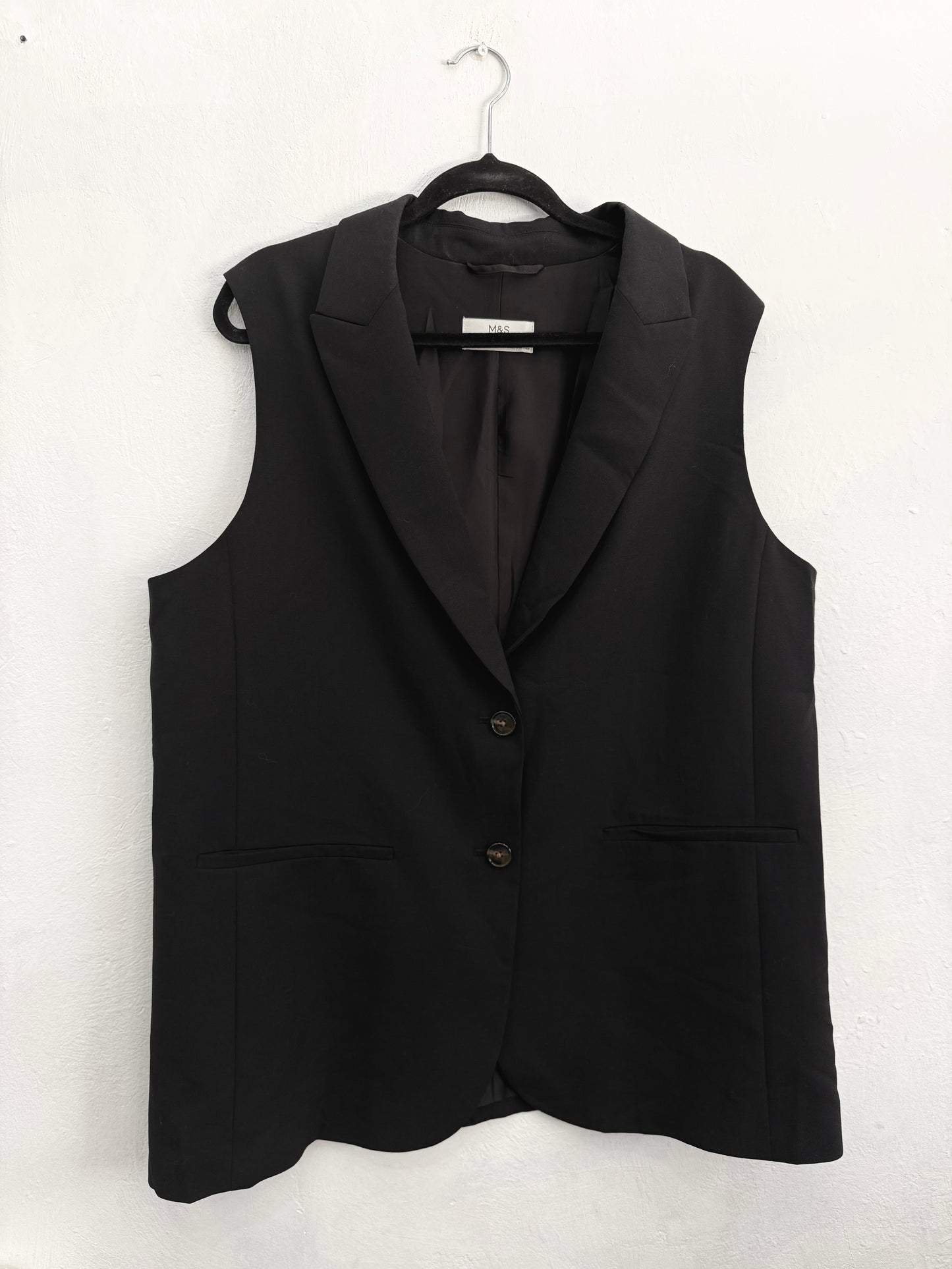 Blazer Sin Mangas M&S Negro Talla 18 (XL)