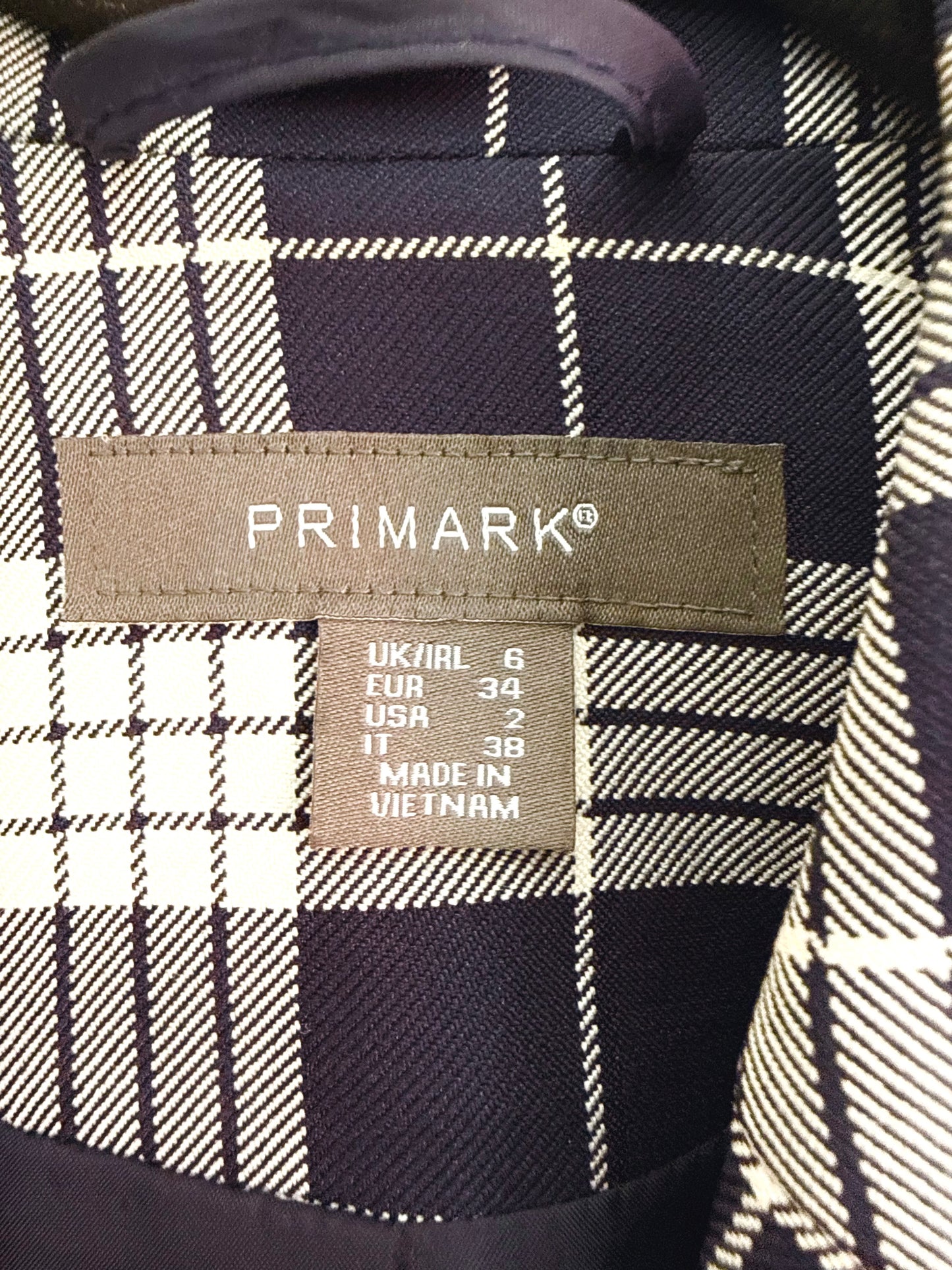 Blazer Primark Azul Marino Cuadrille Mujer Talla 6 (XS)