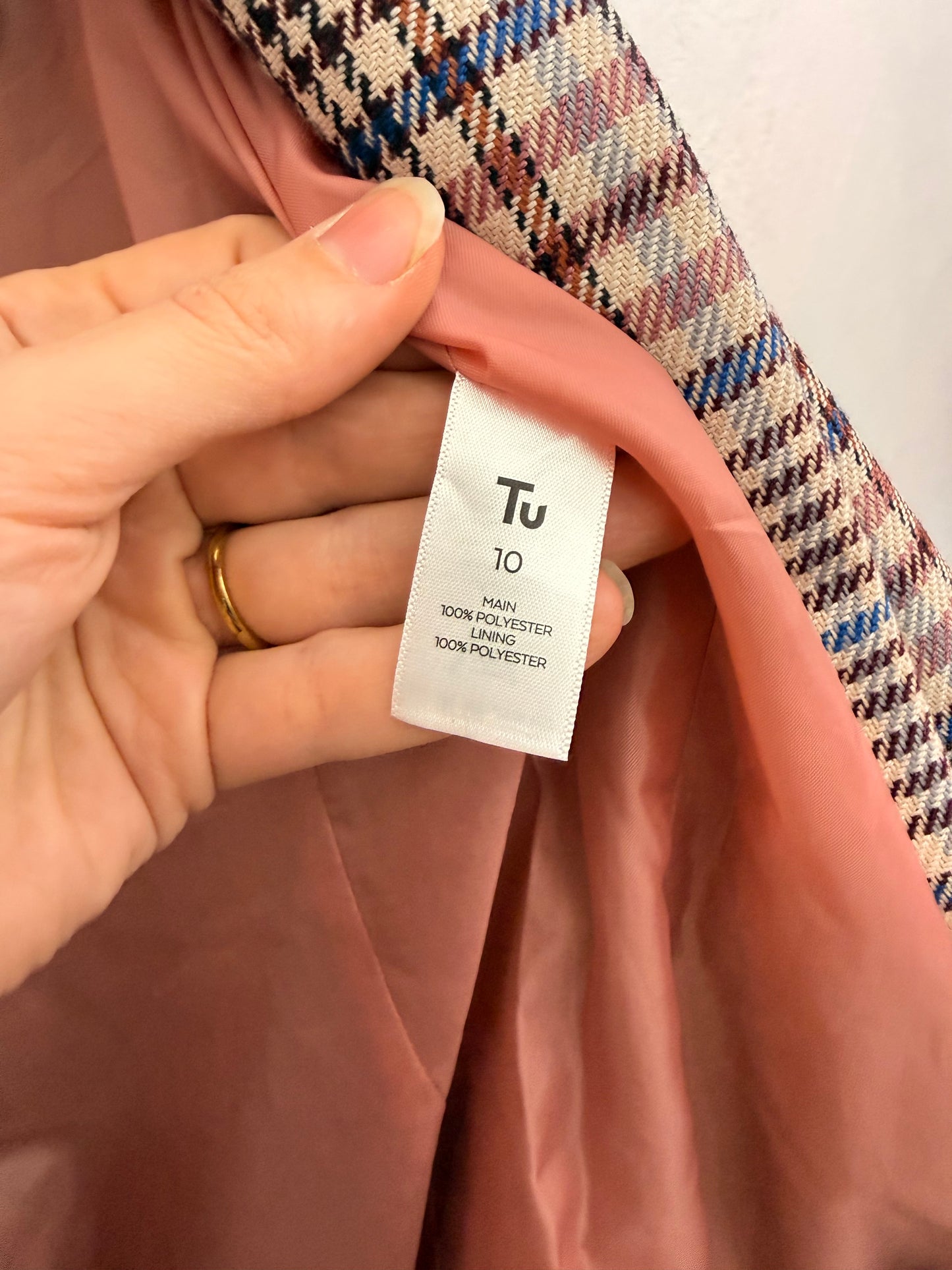 Blazer Tu Woman Cuadrillé Beige Rosa Mujer Talla 10 (M)