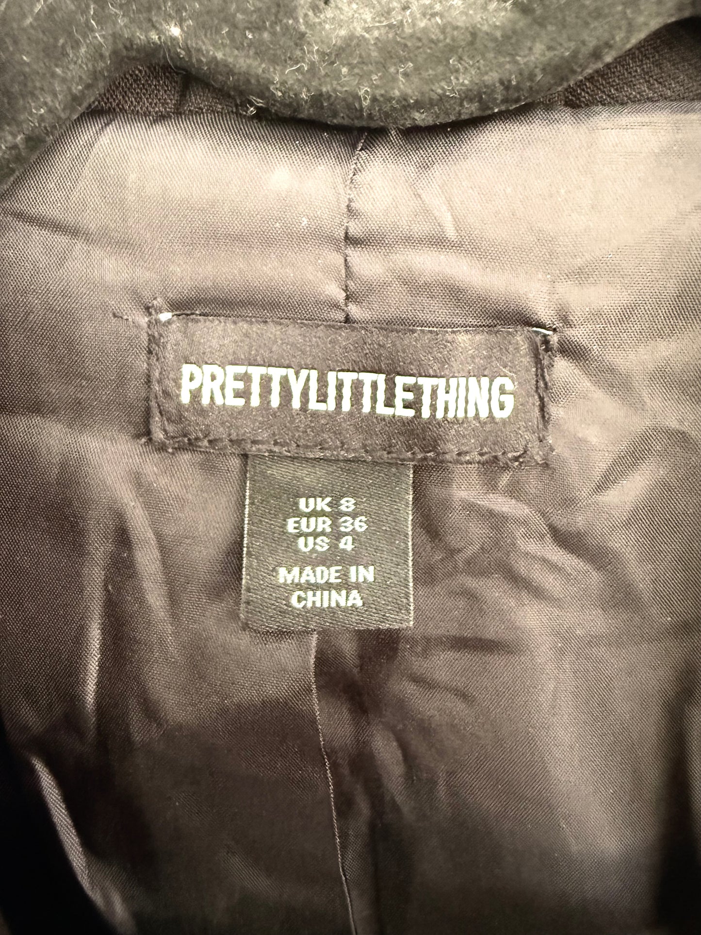 Blazer Pretty Little Thing Negro Oversized Mujer Talla 8 (S)