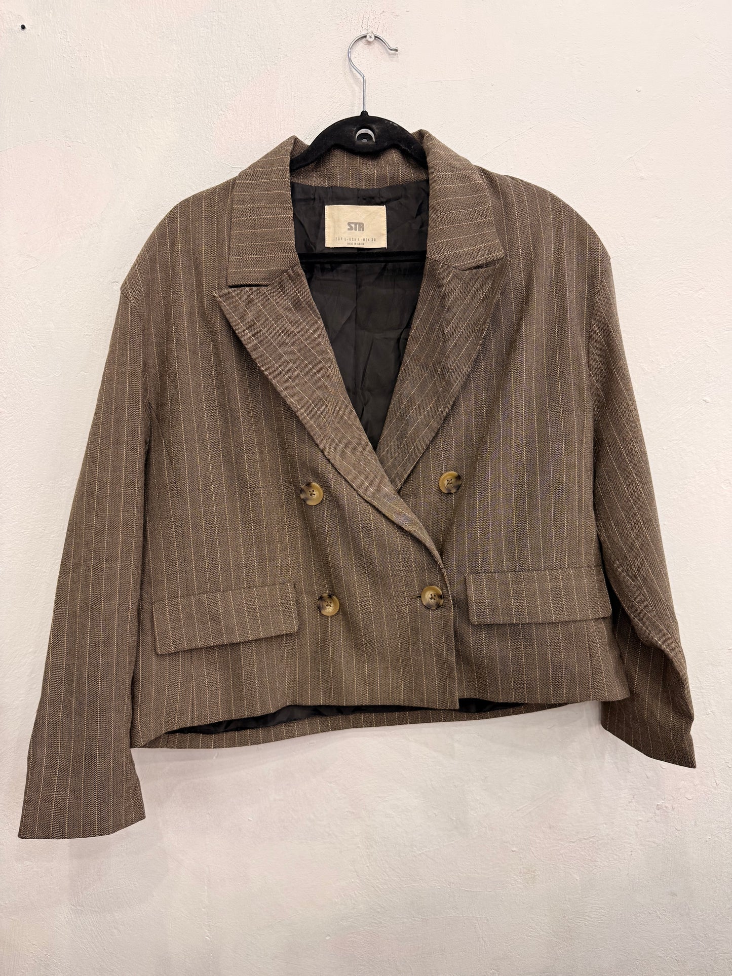 Blazer STR Café Rayas Mujer L