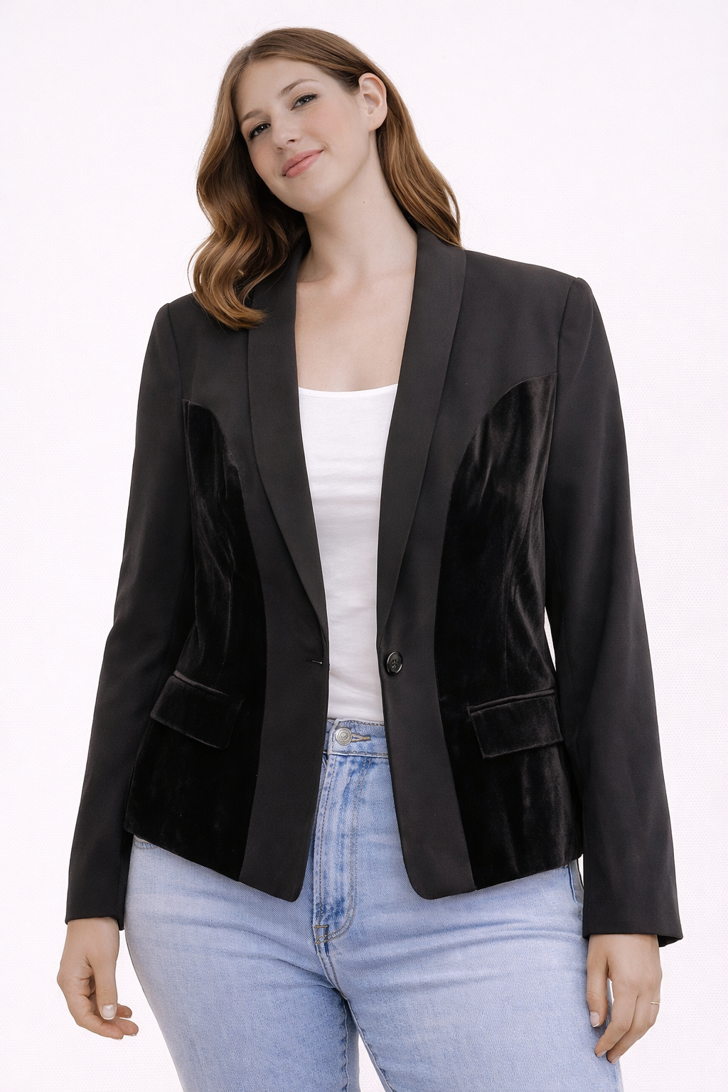 Blazer Shein Negro con Terciopelo Mujer L