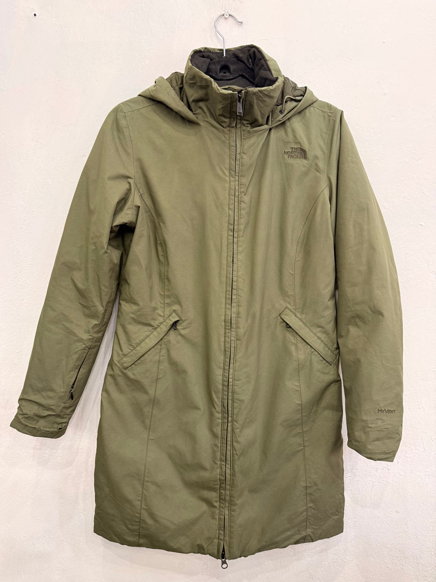 Chaqueta Larga The North Face Verde Impermeable Hyvent  Con Gorro S Mujer