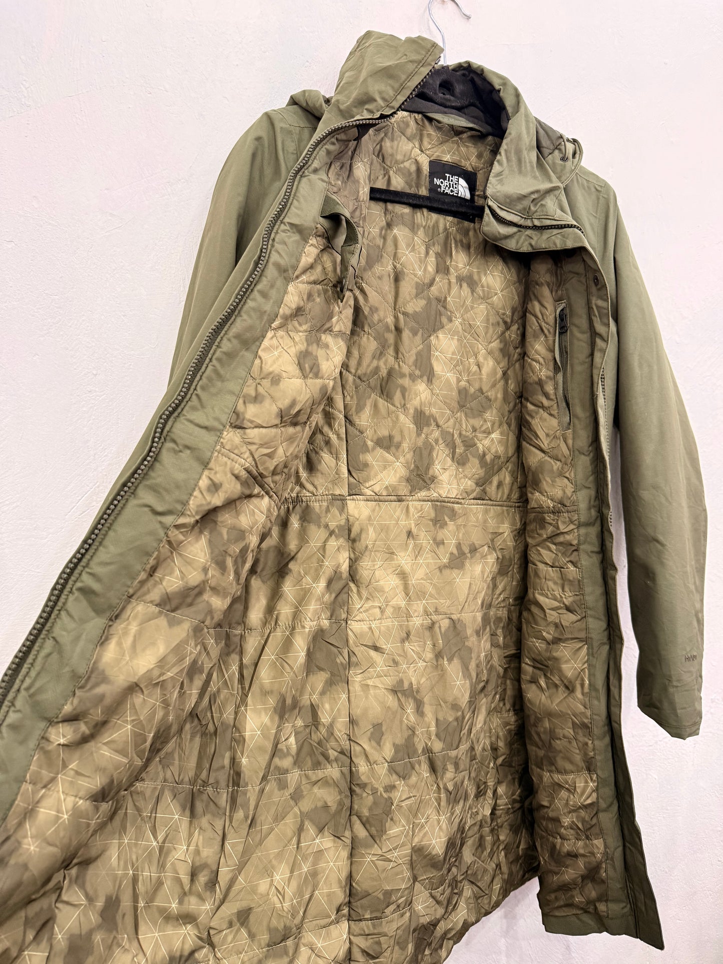 Chaqueta Larga The North Face Verde Impermeable Hyvent  Con Gorro S Mujer