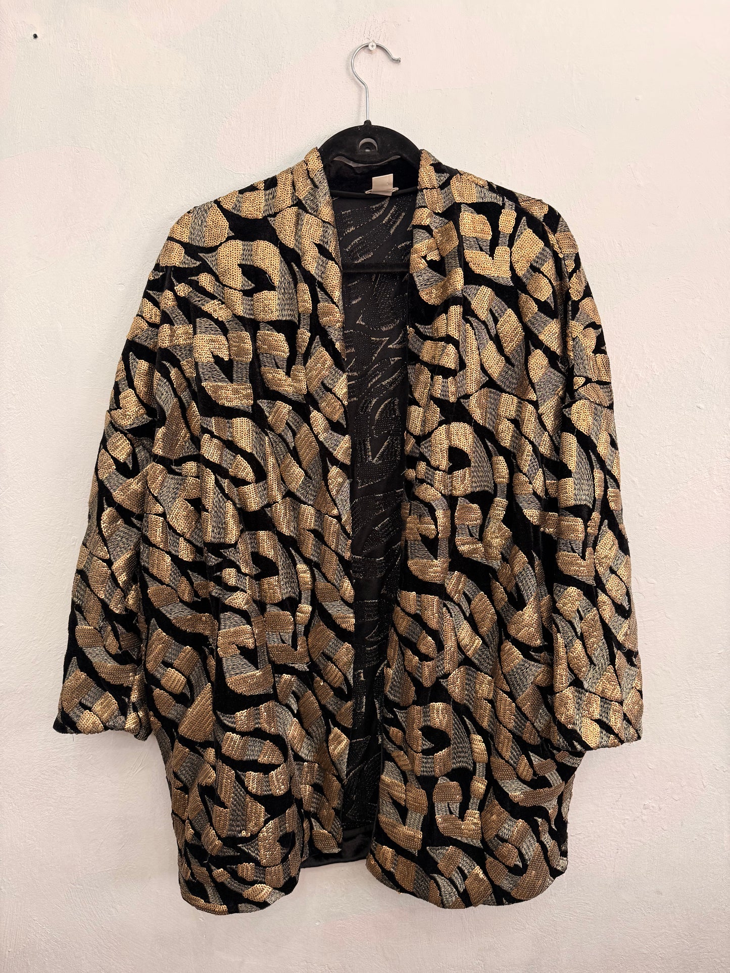 Blazer H&M Negro Dorado Plateado Terciopelo Mujer M