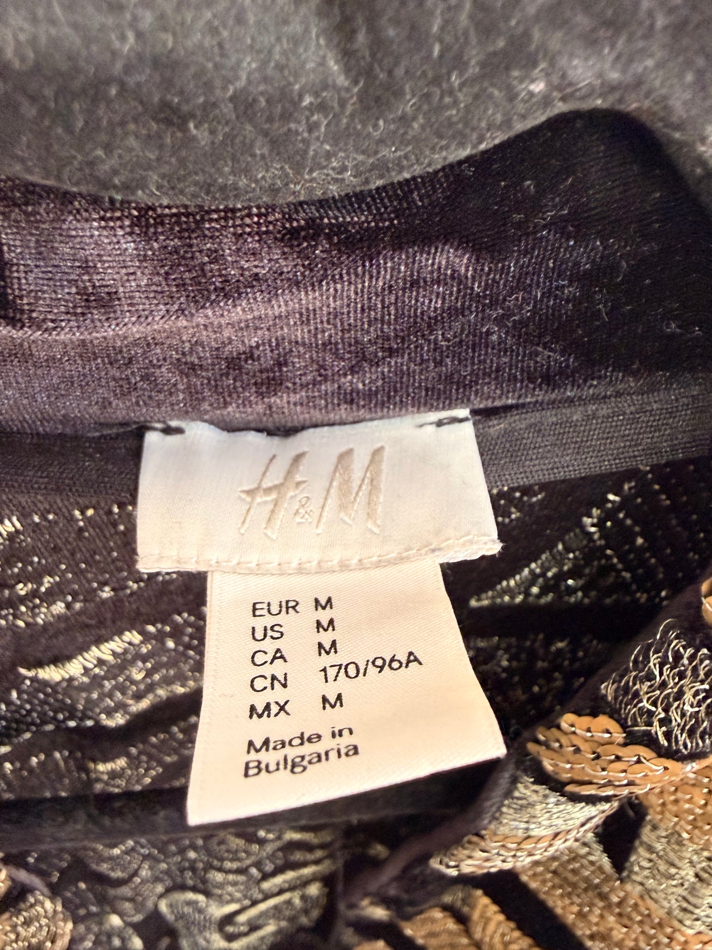 Blazer H&M Negro Dorado Plateado Terciopelo Mujer M