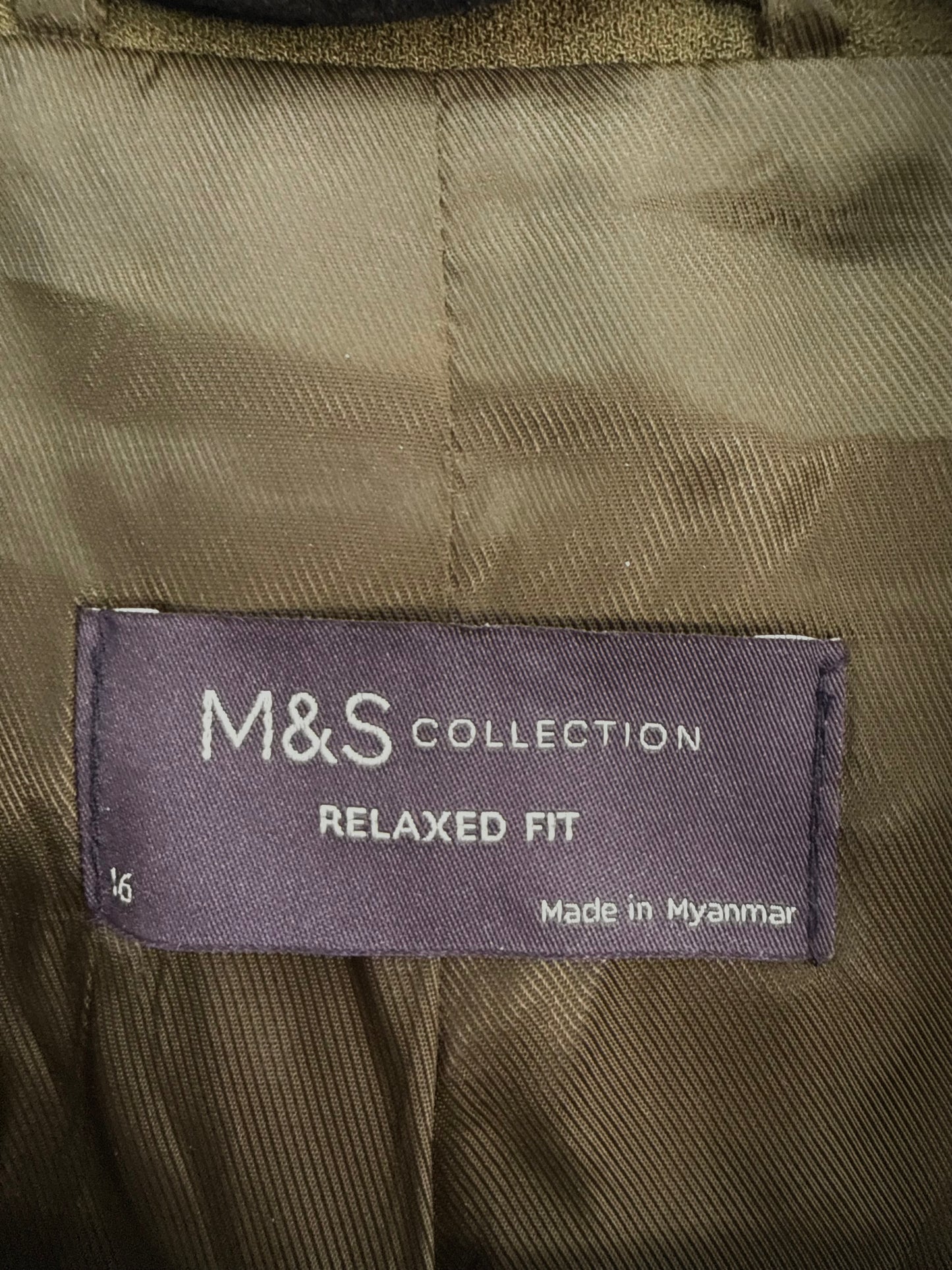 Blazer M&S Verde Oliva Mujer Talla 16 (XL)