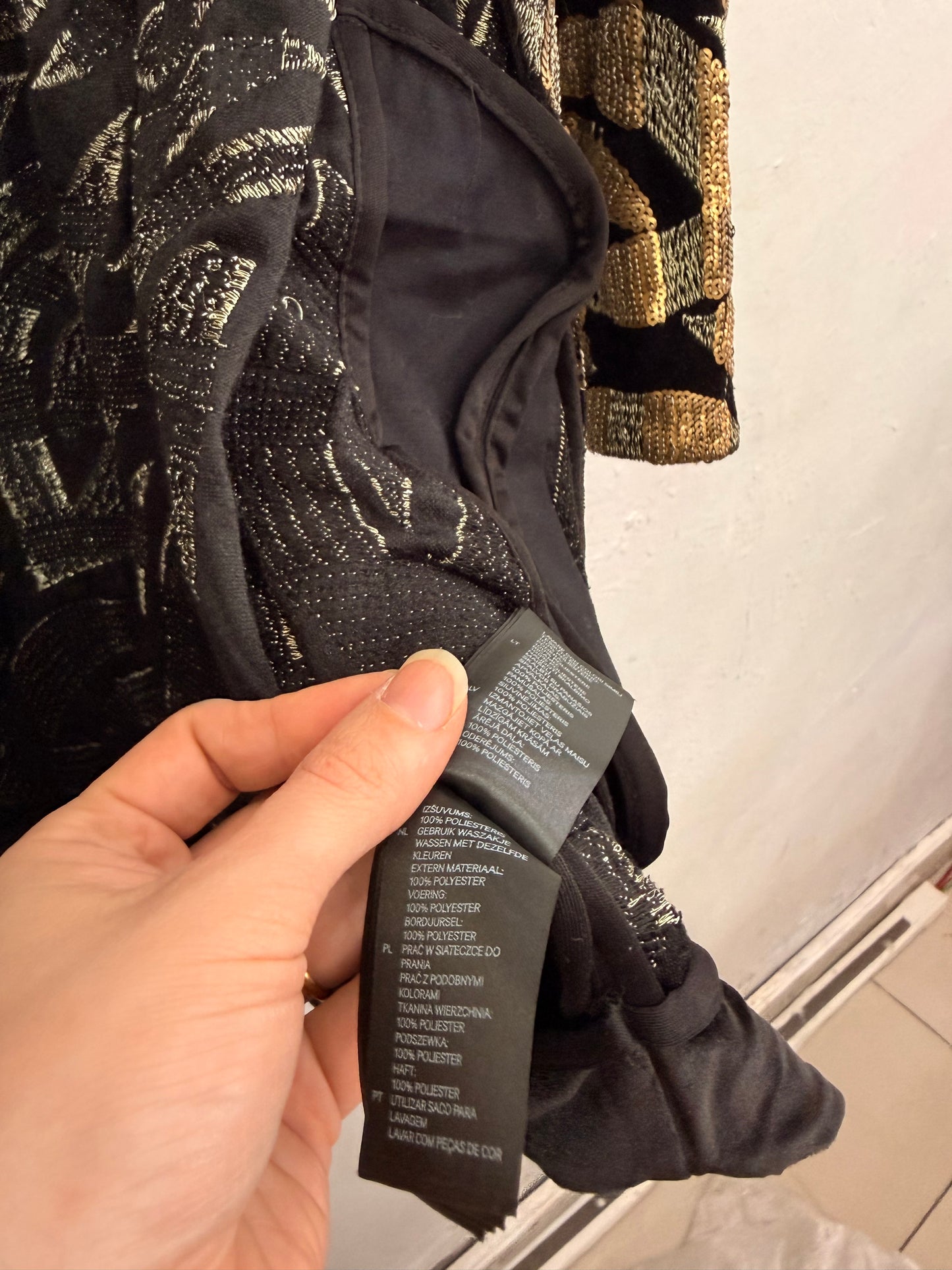 Blazer H&M Negro Dorado Plateado Terciopelo Mujer M