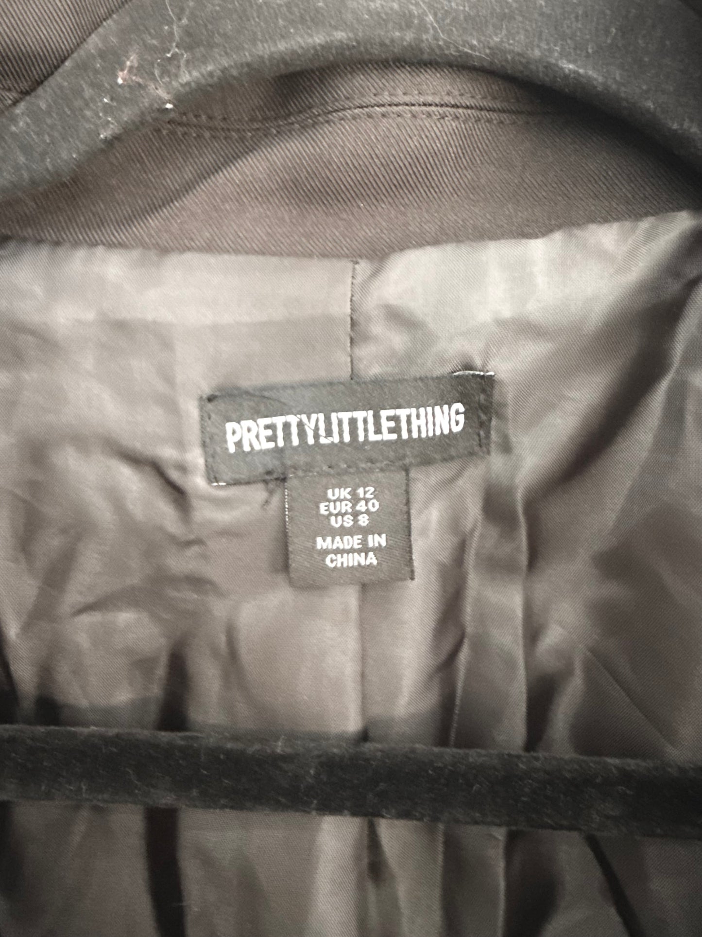 Blazer Pretty Little Thing Negro Manga Brillo Azul Mujer Talla 12 (M)