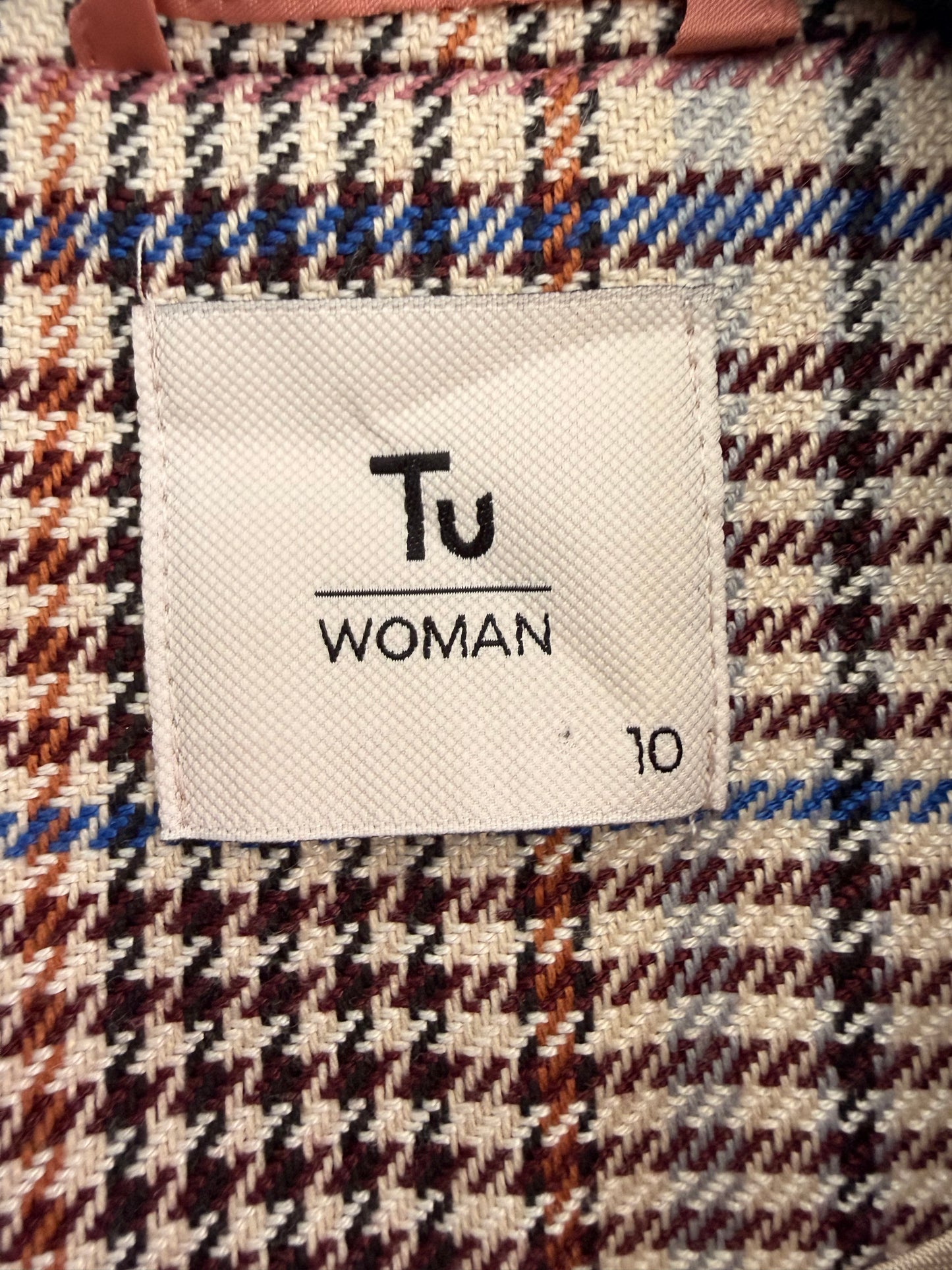 Blazer Tu Woman Cuadrillé Beige Rosa Mujer Talla 10 (M)