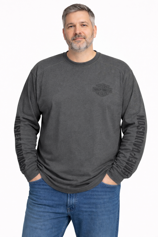 Polera Manga Larga Harley Davidson Gris Oscuro XXL
