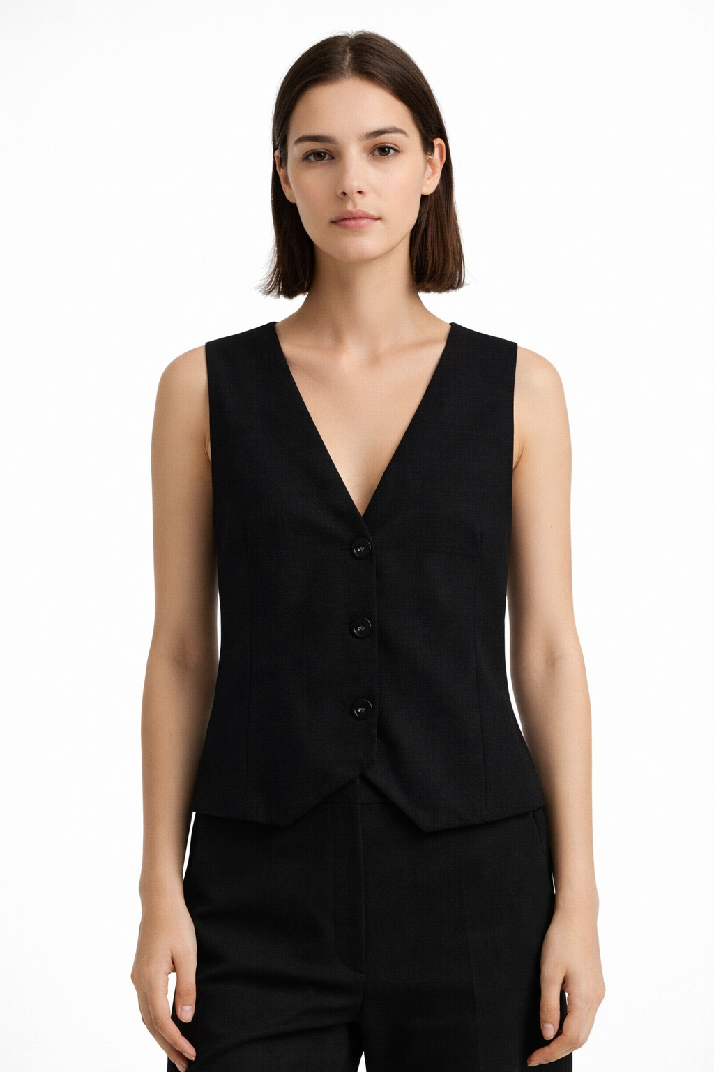 Blazer Sin Mangas Gilet Corto H&M Mujer Negro Talla M
