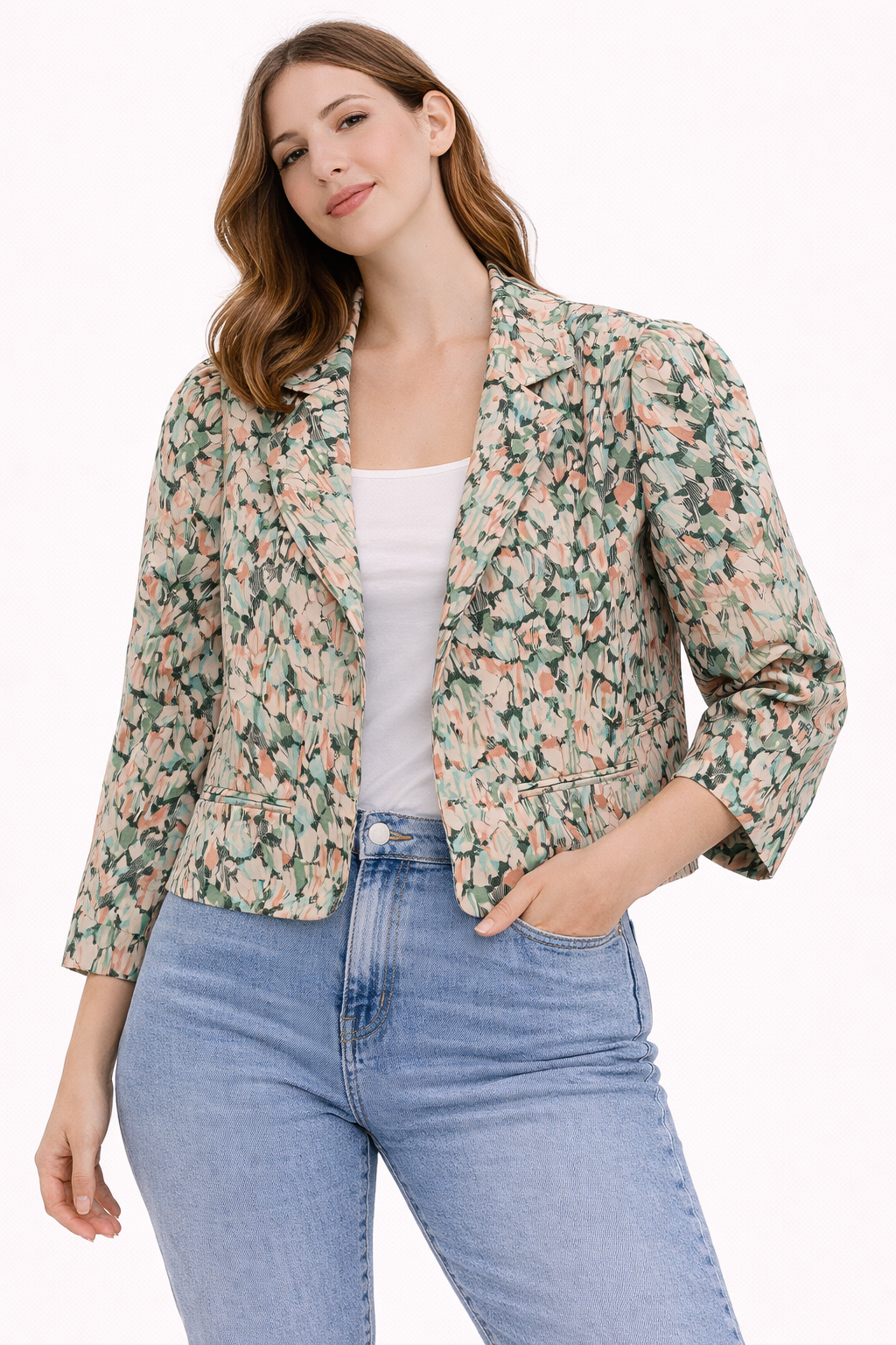 Blazer H&M Floreado Verde Mujer Talla 34 (XS)