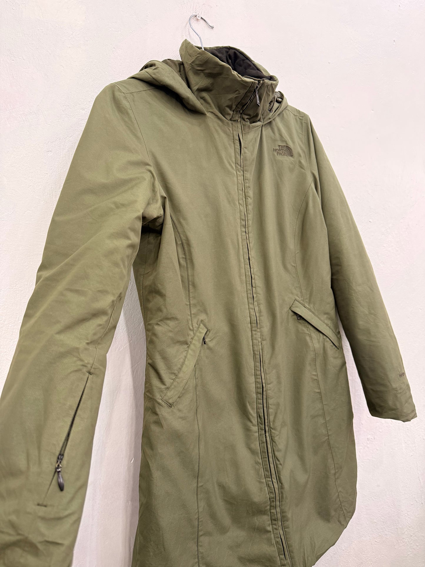 Chaqueta Larga The North Face Verde Impermeable Hyvent  Con Gorro S Mujer