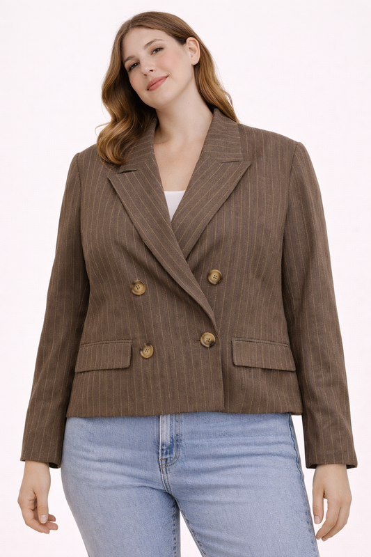 Blazer STR Café Rayas Mujer L