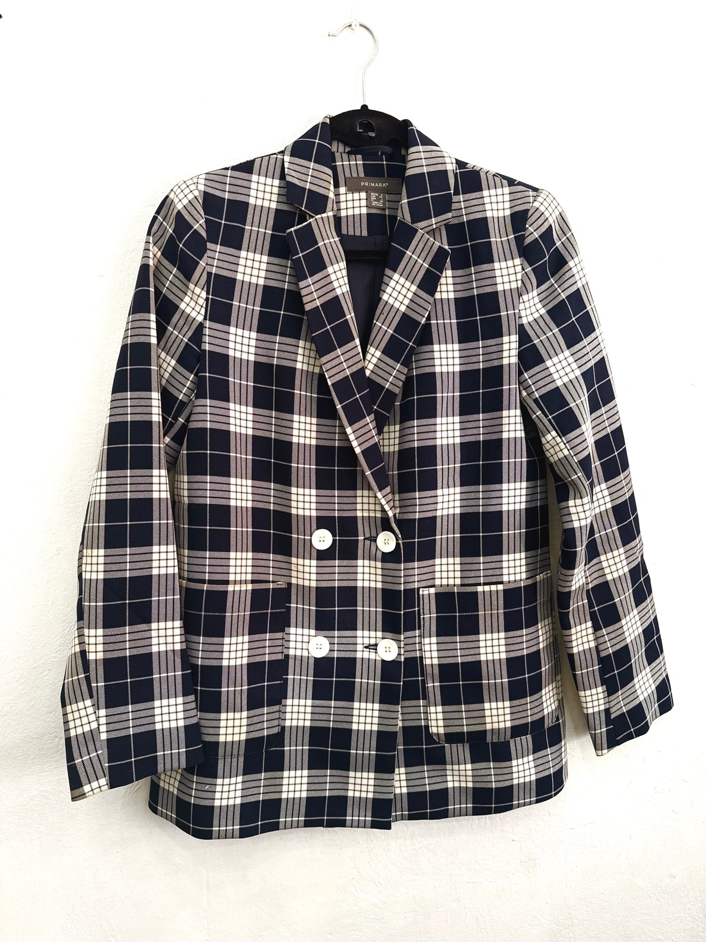 Blazer Primark Azul Marino Cuadrille Mujer Talla 6 (XS)