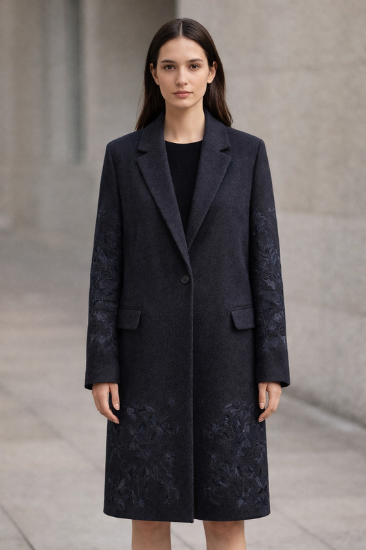 Abrigo All Saints Azul Oscuro Bordado Talla S