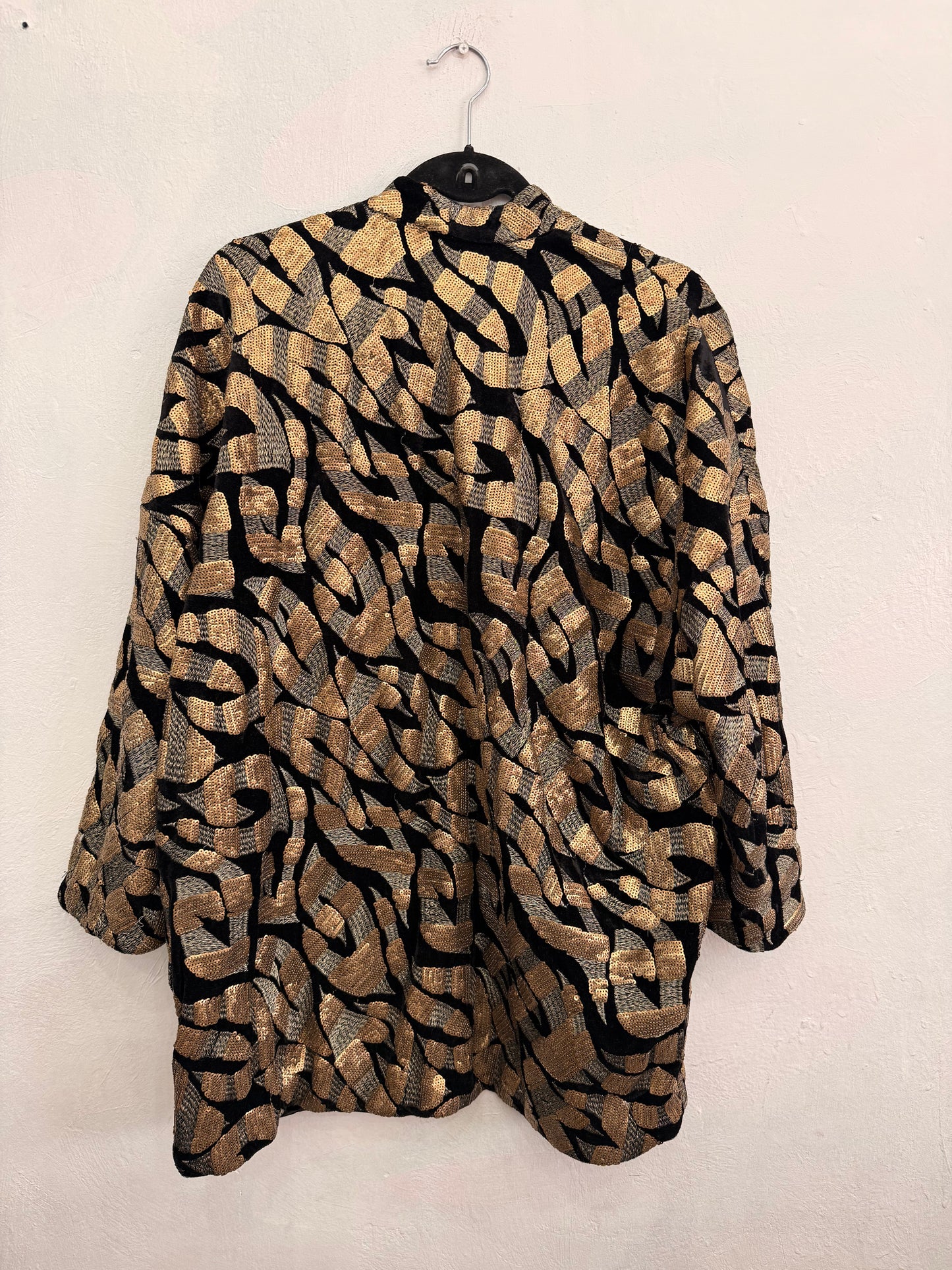 Blazer H&M Negro Dorado Plateado Terciopelo Mujer M