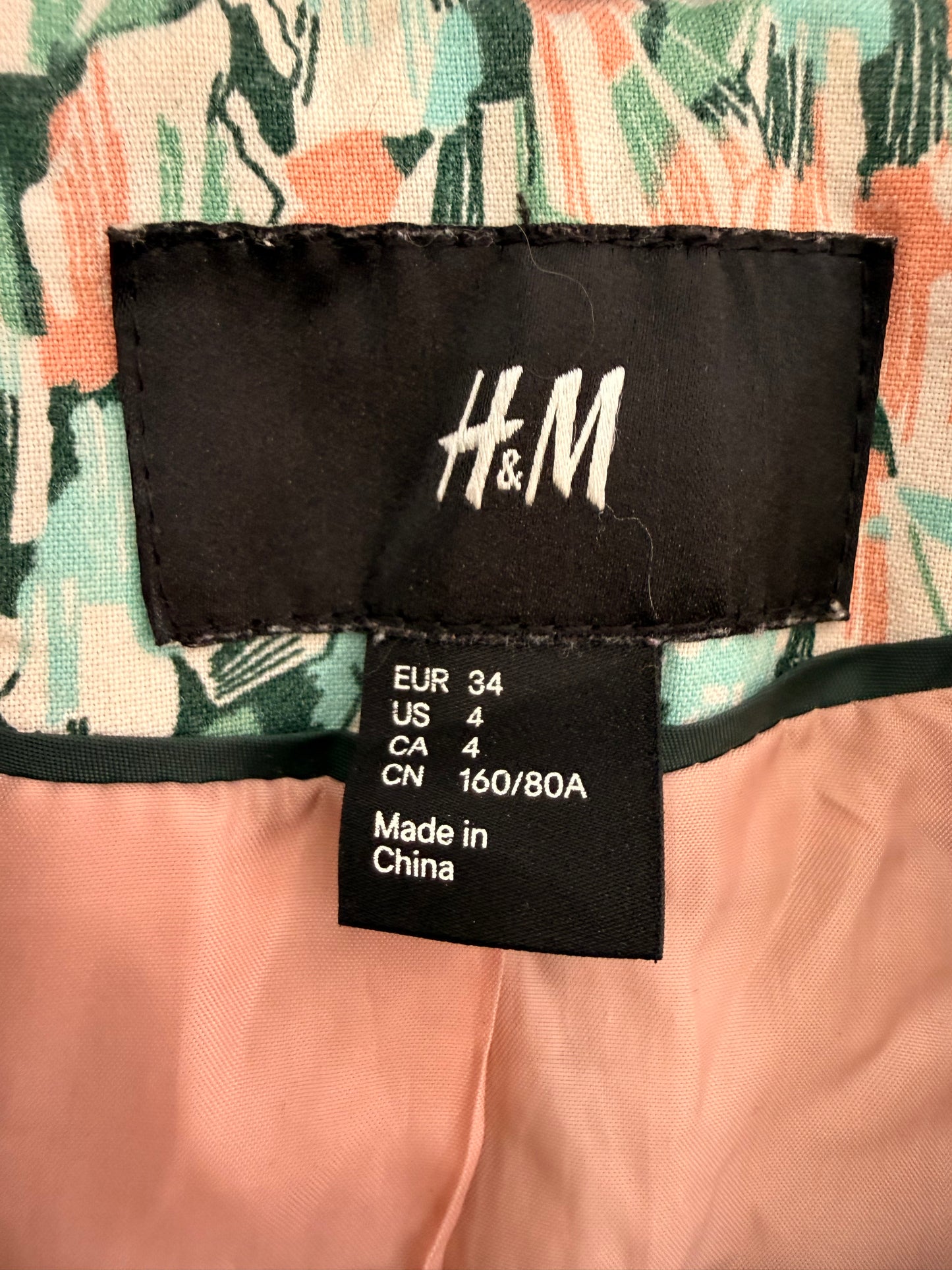 Blazer H&M Floreado Verde Mujer Talla 34 (XS)