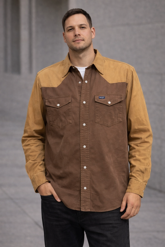 Camisa de Jeans Wrangler Café Hombre M